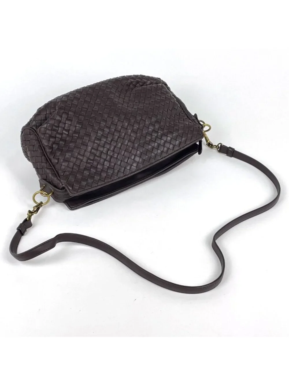 Bottega Veneta Intrecciato Shoulder Bag Leather Brown